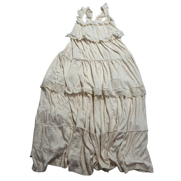 ASOS Design Lace Insert Ruffle Tiered Swing Maxi Dress in White - Picture 1 of 7